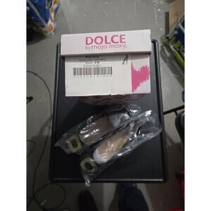 New Mojo Moxy Kacey Black Suede Flats with Gold Buckle Size 6